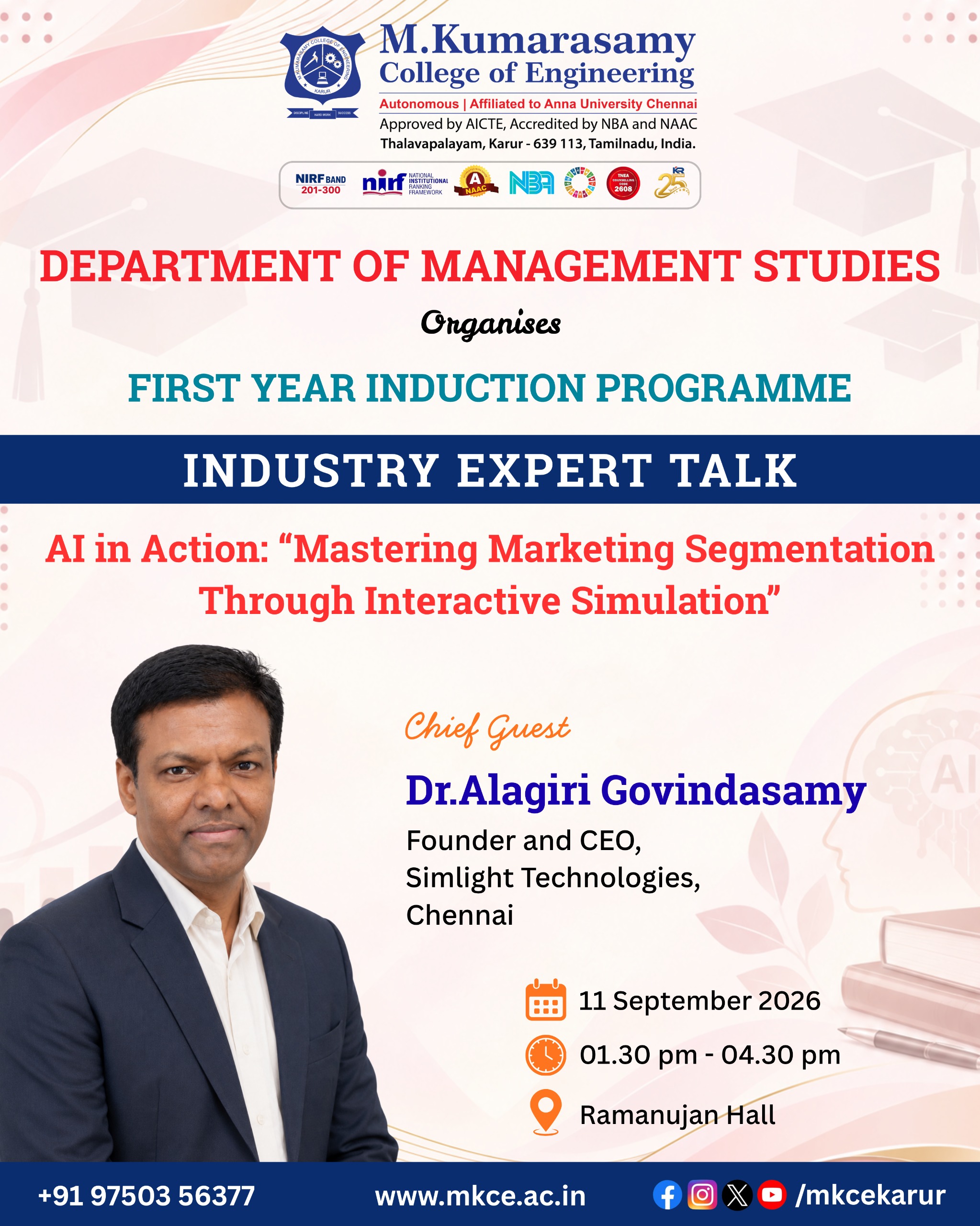 Department of MBA - First Year Induction Programme | Expert Talk - AI in Action: Mastering Marketing
